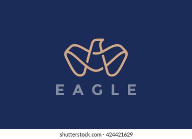 Eagle Logo abstract design vector template Linear style.
Bird Falcon Hawk Luxury Logotype concept icon Heraldic style.