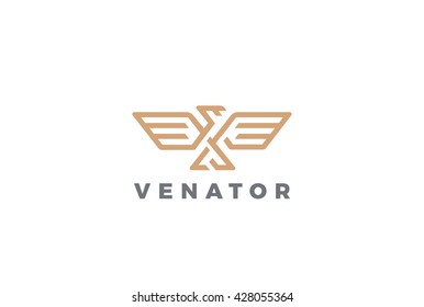 Eagle Logo abstract design vector template Linear style.