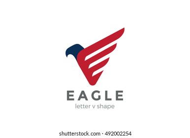 Eagle Logo abstract design vector template letter V.
Falcon Hawk bird stylish Logotype concept icon