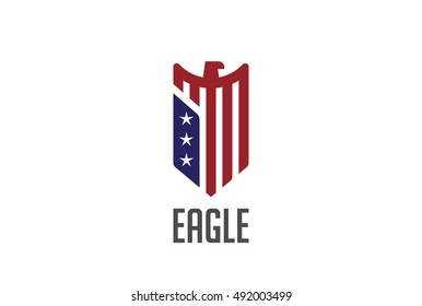 Eagle Logo Abstract Design Vector Template Shield Shape.
Falcon Hawk Bird Protect Defense Logotype USA Concept Icon