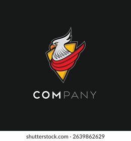Eagle logo with abstract style combined shield
