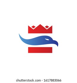 eagle logo, animal, letter e, crown element