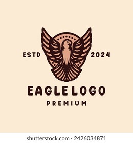 Eagle Logo Animal Vector, Bird Icon Symbol, Predator Creative Vintage graphic Design