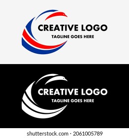 eagle logo, blue and red icon in the shape of a flying bird. creative and simple vector logo. abstract logo design. company or business logo template