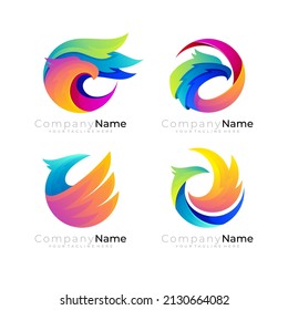 Eagle Logo With Circle Design Colorful, 3d Style Logos