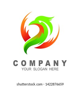 Eagle logo with circle design illustration, wing and bird icon
