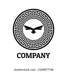 eagle logo in classical Greek ornament