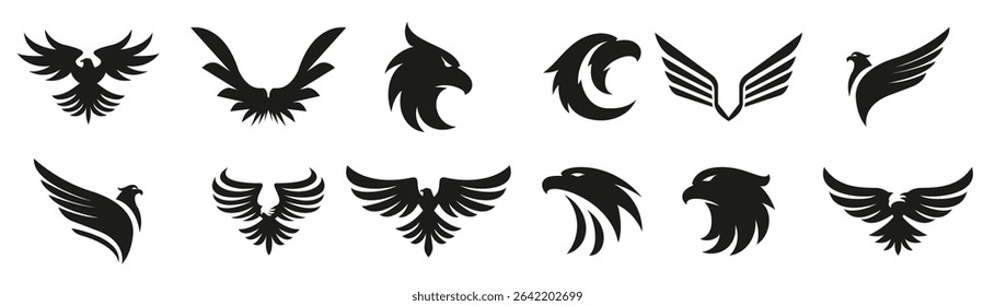 Eagle logo collection. Set of eagle icons. Vector eagle logotype