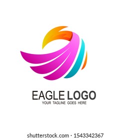 Eagle logo with colorful design vector, phoenix logo