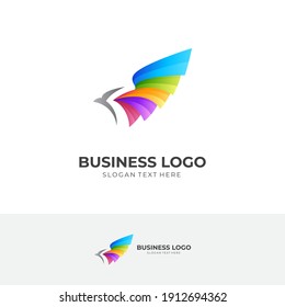eagle logo concept with 3d colorful style