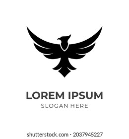 eagle logo concept with flat black color style