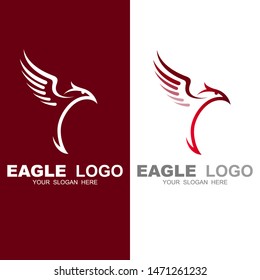  eagle logo concept - vector illustration template, emblem design on a red background