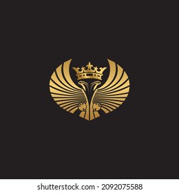 eagle logo and crown vector illustration