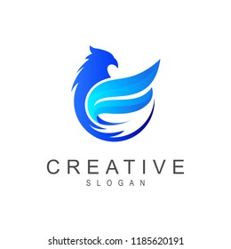 Eagle logo with a curved position, 
eagle symbol