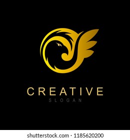 Eagle logo with a curved position, 
eagle symbol, logo bird, and bird-shaped circle icon