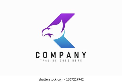 Eagle Logo Design. Abstract Arrow Combination With Modern Eagle Head, Isolated on White Background. Flat Vector Logo Design Graphic Template.