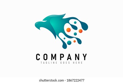 Adler Logo Design. Abstrakter Adlerkopf mit flüssigem Konzept, einzeln auf weißem Hintergrund. Flaches Vectorlogo-Design Grafikvorlage.