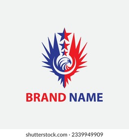 eagle logo design with blue red and white color elements