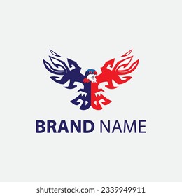 eagle logo design with blue red and white color elements