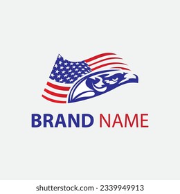 eagle logo design with blue red and white color elements