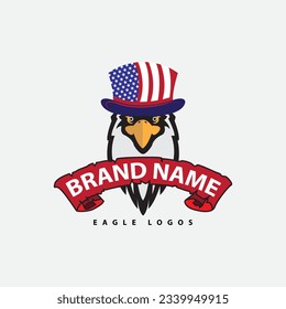 eagle logo design with blue red and white color elements