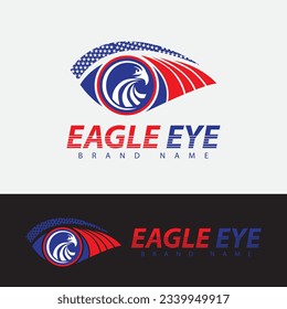 eagle logo design with blue red and white color elements