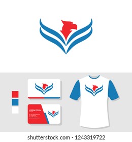Eagle logo design with business card and t shirt mockup