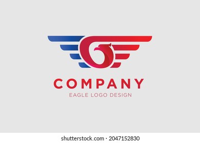 eagle logo design concept, letter G with eagle head in negative space vector graphic design concept illustration