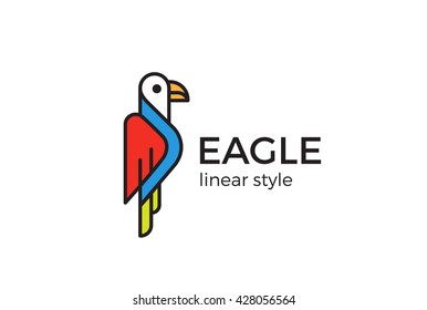 Eagle Logo design Geometric style vector template Linear style.