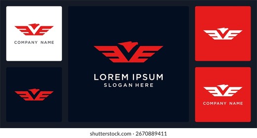 Eagle logo design with head and wing abstract