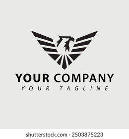Diseño de logotipo de águila con cabeza y alas