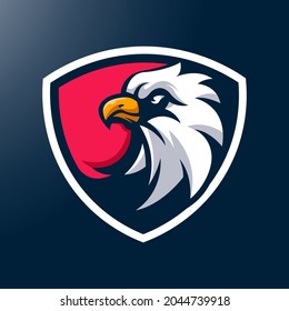 eagle logo design illustration in shield for sports and gaming team