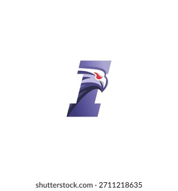 Eagle I Logo Design, inspiriert vom Vogel Emblem, für Business Name Identity. Einzeln auf weißem Hintergrund.