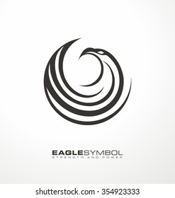 Eagle logo design layout. Creative symbol design concept with artistic and simplified bird. Unique falcon illustration icon. 