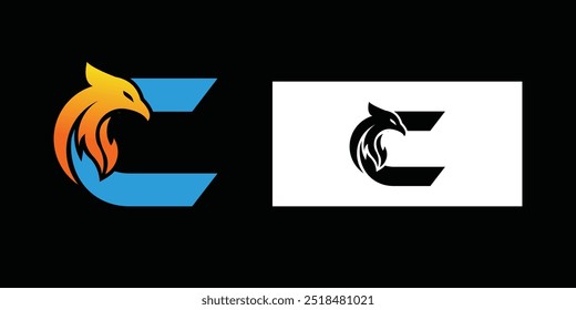 eagle logo design with letter vector