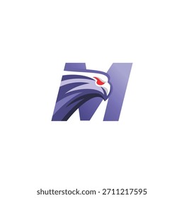 Eagle Logo Design with M , Inspirado no National Bird, para o nome da empresa. Isolado no fundo branco.
