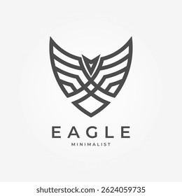 Eagle Logo Design, minimal eagle bird line style, eagle logo template element, vector illustration