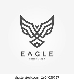 Eagle Logo Design, minimal eagle bird line style, eagle logo template, vector illustration
