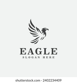 Eagle logo design, in monochrome sport style, black and white