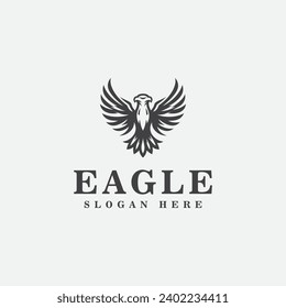 Eagle logo design, in monochrome sport style, black and white