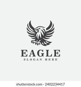 Eagle logo design, in monochrome sport style, black and white