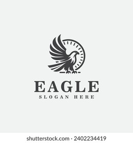 Eagle logo design, in monochrome sport style, black and white