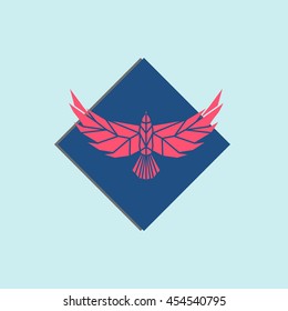Eagle logo design. Polygonal background.