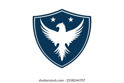 Eagle logo design with shield vector illustration