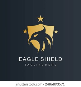 Eagle logo design with shiled creative concept Premium Vector
