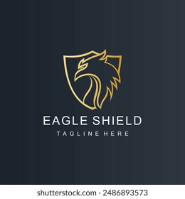 Eagle logo design with shiled creative concept Premium Vector