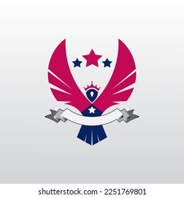 Eagle logo design with star and ribbon