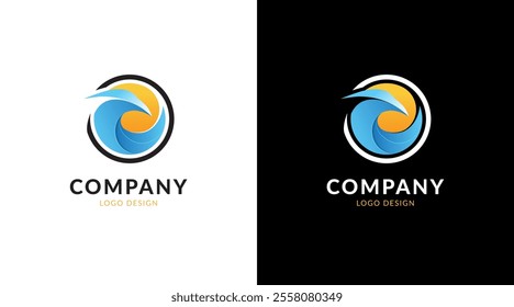 Eagle logo design template. Hawk eagle logo symbol, wave logo vector design