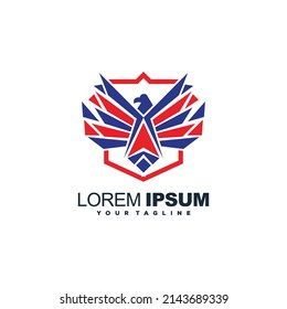 Eagle logo design Vector. Blue and Red eagle symbol, emblem. American Eagle logo design vector, Illustration