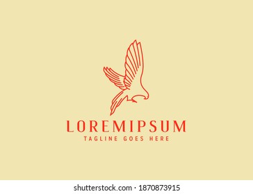 Eagle logo design. Vector illustration of the eagle will pounce on its prey logo design. Vintage logo design with line art icon style.